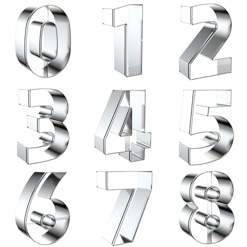 2 Inch Number Cookie Cutter Set - 9 Piece Small Numbers #0#1#2#3#4#5#6 (#9) #7#8 Shapes Mold - Stainless Steel - color: 2 Inch Numbers - 9Pcs