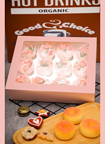 Bakepacker Auto-pop up 12 Cupcake Boxes, Pink, 6-Packs - color: Pink,6