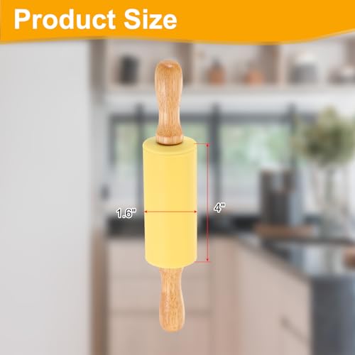 uxcell 4 Inch Silicone Rolling Pin Small Dough Roller Light Yellow - color: Light Yellow, size: 4 Inch