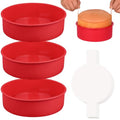 HUAKENER 8 Inch Round Cake Pan,3Pcs Silicone Cake Mold with Parchment Paper - size: 8 Inch