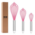 OYV Pink Silicone Whisk Set of 3, 8/10/12 Inch, Non-Scratch - color: Premium(Pink Pack)