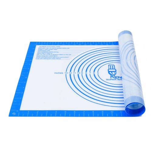 Nonstick Silicone Pastry Baking Mat Large Measurements 16x24'' for Dough - color: Blue, size: 24"L x 16"W