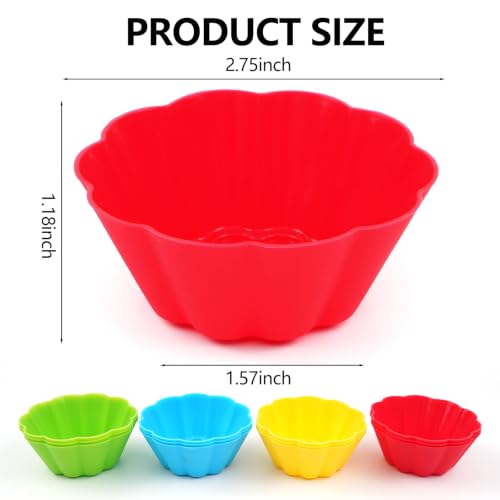 12 Pack Reusable Silicone Cupcake Liners Baking Cups Liners - color: Colored-Flower
