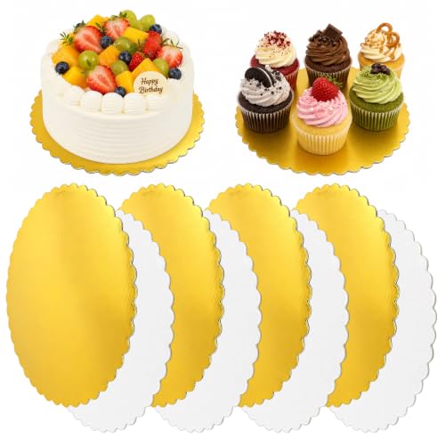 8 Pack 10 Inch Round Cake Boards,Gold Wave Cake Circles Base Stand - color: Gold, size: 10Inch, style: Wavy Edge