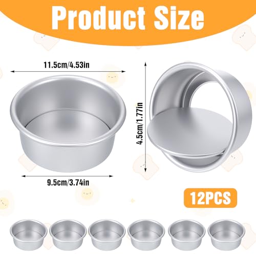 Molain 12 Pcs Round Cake Pans with Removable Bottom, 4 Inch Cheesecake Mold