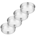 P&P CHEF 6 Inch Cake Pan, Stainless Steel Round Cake Pans, Silver & 4 Pcs - color: Silver, size: 6 Inch