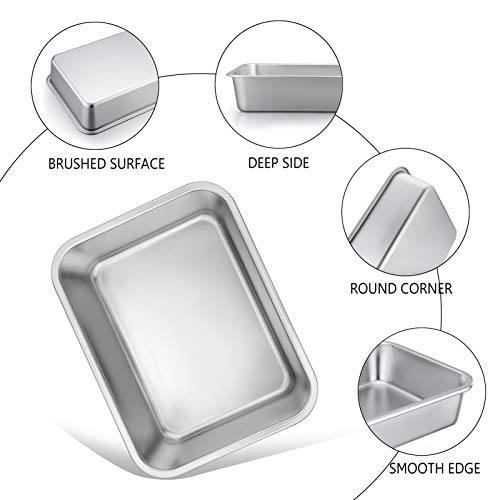 TeamFar Lasagna Pan, Rectangular Cake Pan Brownie Bake Dish Stainless Steel - size: 12.75" x 10" x 3.2"