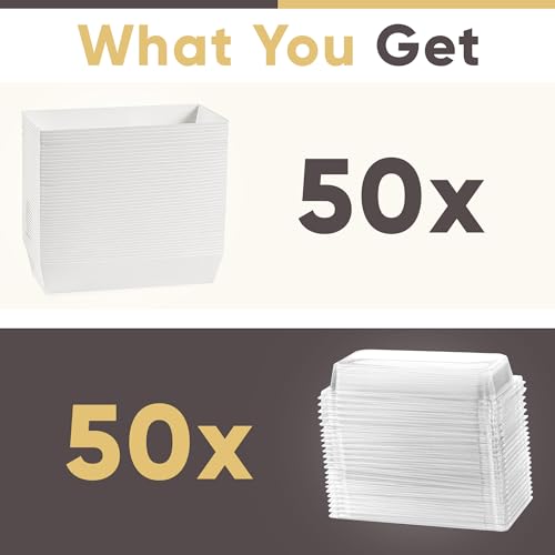 50 Pack 7.5x3.3in Small Charcuterie Boxes with Clear Lids, Mini Treat Box - color: White