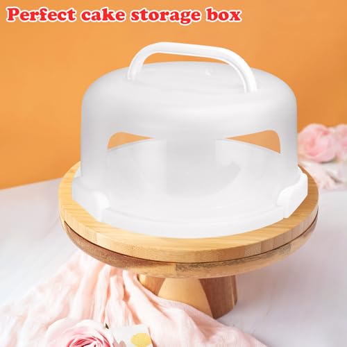 Cake Carrier with Lid and Handle,Fit 10” Cake Stand Cake Holder Container - color: White