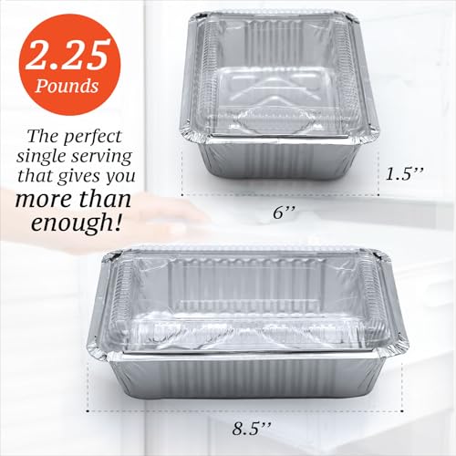 (55 Count) 2.25LB Aluminum Containers with Lids (8.5"x6") - Disposable Foil Container for Takeout, Baking, Freezing, Food Storage - Aluminum Pans with Lids, To Go Containers - size: 2.25 lb - 55 Pack