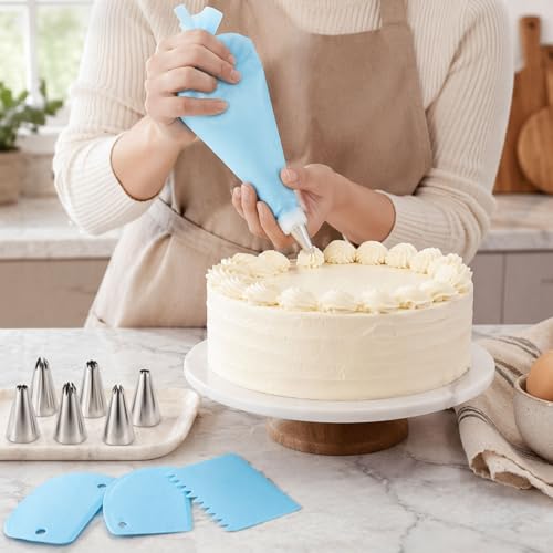 Piping Bags and Tips Set, Cake Decorating Kit Supplies Frosting Piping Kit