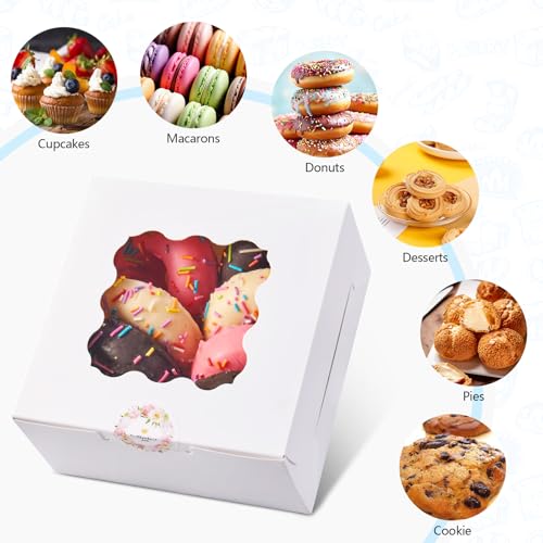 Cookie Boxes with Window, Pack of 20, 6x6x3 Inches - size: 6x6x3 inches