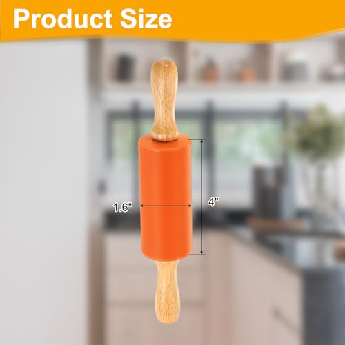 uxcell 4 Inch Silicone Rolling Pin Small Dough Roller Orange - color: Orange, size: 4 Inch
