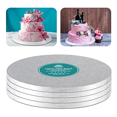 Silver Cake Drum Round 10 Inch Cake Boards with 1/2-Inch Thick Smooth Edges for Multi Tiered Birthday Wedding Party Cake Drums Board - size: 10 Inch (4 PCS)