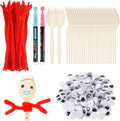 50 Set Fork Craft Kit Disposable Creativity Sporks DIY Fork Creativity Set Include Sporks Red Pipe Cleaners Self Adhesive Wiggle Googly Eyes Make Your Own Craft Kit for Party Projects