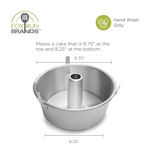 Fox Run Angel Food Cake Pan, Removable Bottom, Aluminum 9.75" Tube Cake Pan - color: Metallic