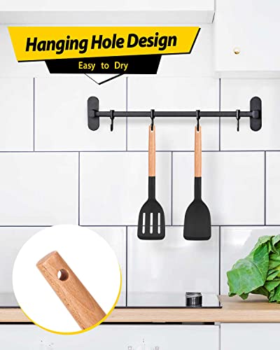BUNDLEPRO Silicone Spatula, Solid & Slotted Turner, BPA-Free, 2 Pack, Black - color: Black