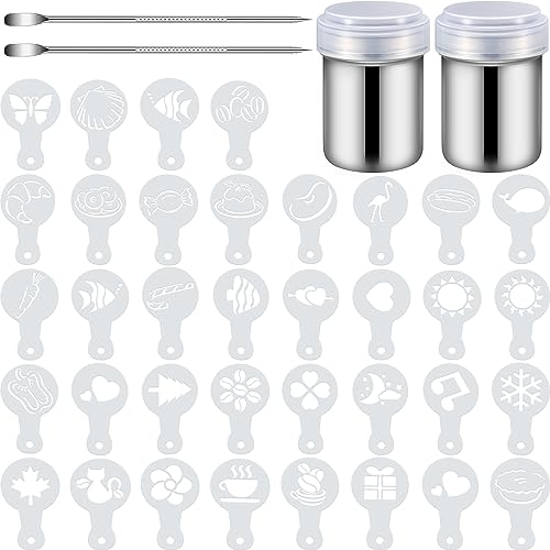 Boao 72 Pcs Coffee Stencils, Latte Art Template Coffee Mold Tool Set