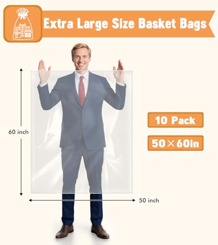 Yuiicaov 10PCS Extra Large Cellophane Bags, 50x60 Inches Clear Cellophane Wrap for Gift Baskets, Jumbo Huge Clear Gift Bags, Packaging Gifts 2.8 Mil Thick - size: 50x60 Inch(Pack of 10)