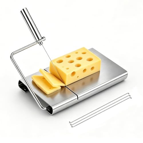 Wire Cheese Slicer for Block Cheese, 3 Extra Replacement Wires