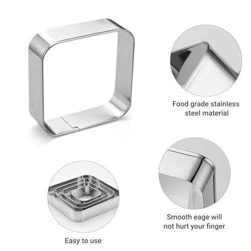 Rounded Square Cookie Cutter Stainless Steel Plaque Cookie Cutters Geometric Frame Cookie Cutters Shapes Molds for Baking 1 Inch Depth - color: Rounded Square