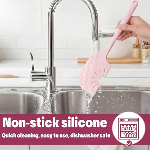 Didaey 2 Pack Silicone Spatula Scraper and Whisk, Pink Kitchen Utensils