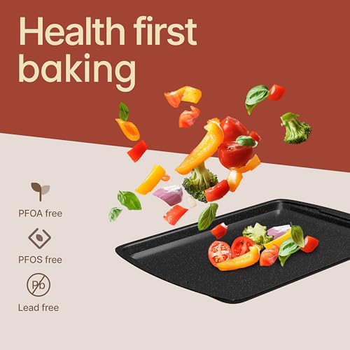 Bakken Swiss - Bakeware Set – 6 Piece – Stackable, Deluxe, Non-Stick Baking Pans for Professional and Home Cooking – Carbon Steel, Gray Stone Coating - color: Gray Marble, size: 6 Piece Set
