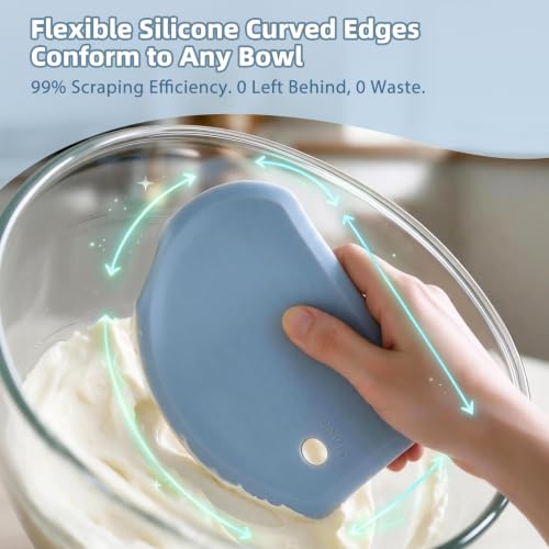 Silicone Dough Scraper with Metal Core Flexible Bowl Scraper Bread Baking - color: Blue