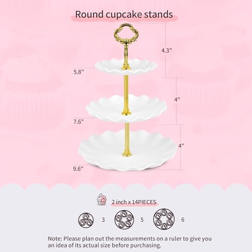 Pack of 11 NWK Cake Stand Set of Cupcake Stand, Tray & Table Cloth (Gold) - color: Gold