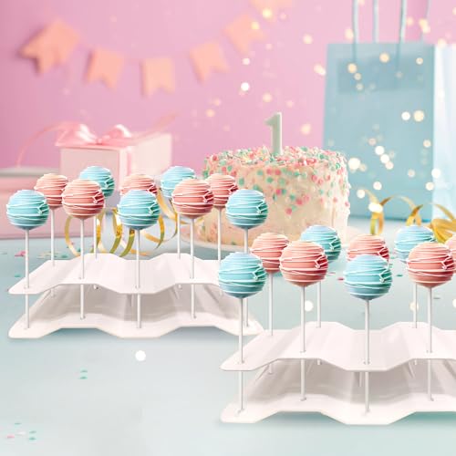 NWK 2 Pieces Cake Pop Stands Set with Sticks Kit (White) - color: White