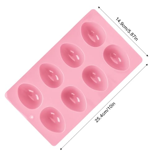 3Pcs 8-Cavity Easter Silicone Egg Molds, Egg Shaped Cake Pop Mold, Baking Supplies for Making Chocolate Jello Candy Dessert Muffin Mousse Pastry - color: Pink,Blue,Green