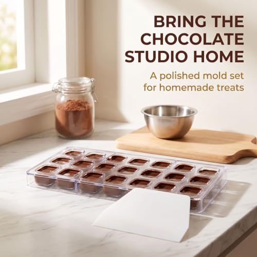 21 Grid Chocolate Candy Mold PC Polycarbonate Chocolate Making Mould with Scraper (Cube Shape) - color: Cube Shape