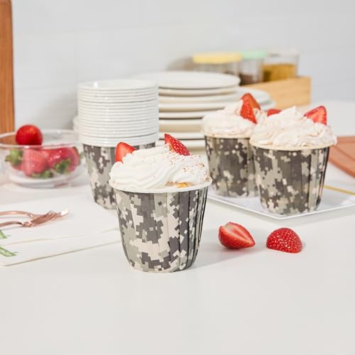 Restaurantware 4 oz Round Camouflage Paper Tall Baking Cup, 200 Pack - color: Camouflage, size: Tall