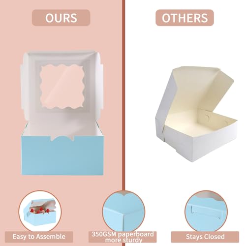 6x6x3 Inches Small Cake Box with Window, Bakery Box, Pastry Boxes, Cookie Boxes, Mini Pie Box for Pastry,Dessert,Strawberries,Chocolates, Cupcakes with paper stickers (Baby Blue/36pcs) - color: Baby Blue/36pcs