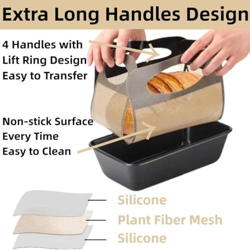 9x5 Loaf Pan Liners Silicone Bread Sling, Silicone Sourdough Bread Loaf Pan