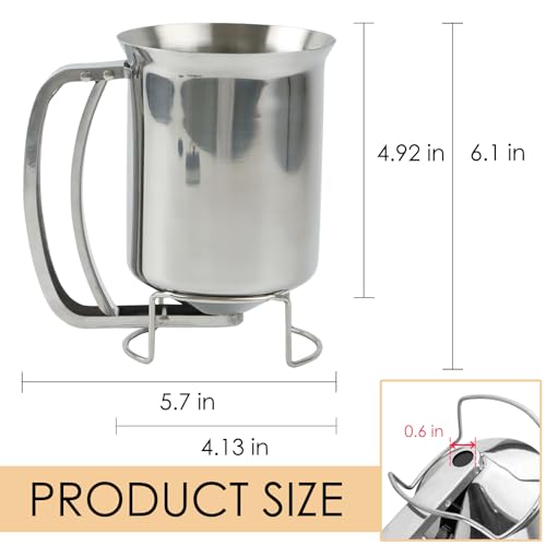 KAYCROWN 800ml Stainless Steel Pancake Batter Dispenser, Handheld Pancake Mix Dispenser, Cupcake Batter Dispenser for Baking Cake Cupcakes Crepes Waffles Pancake Kitchen Tool, Easy to Clean