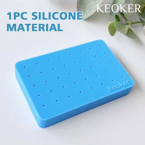 Keoker 1PC Silicone Baking Mat for Polymer Clay, Stud Earring Application Board for Standing & Painting, Polymer Clay Tool Work with Polymer Clay Earring Cutters (Blue) - color: BLUE