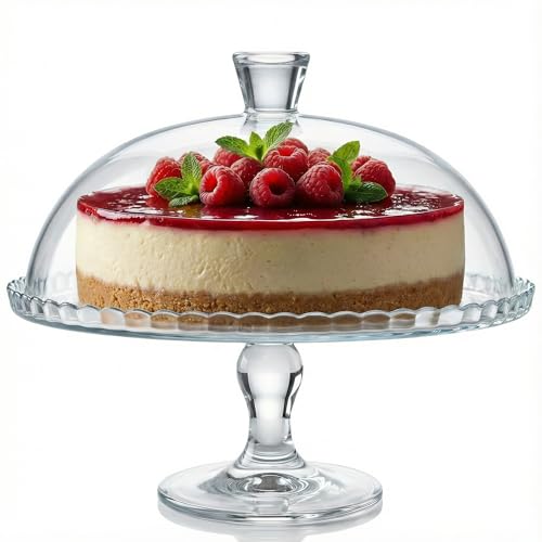 Glass Cake Stand with Dome, Clear Glass Cake Plate, Multifunctional Serving Stand, Elegant Dessert Display for Cakes, Cupcakes, Fruits & Parties (Cake Stand= (Ø:12.7'', H: 9.4'')) - size: Cake Stand= (Ø:12.7'', H: 9.4'')