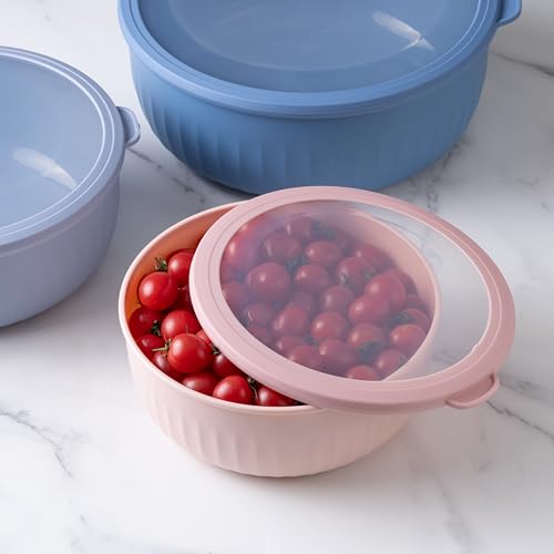 COOK WITH COLOR Prep Bowls with Lids- Wide and Deep Nesting Plastic Small Mixing Bowl Set with Lids, 12 Piece Set - Wide Bowls, Blue/Pink - color: Blue/Pink, size: 12 Piece Set - Wide Bowls
