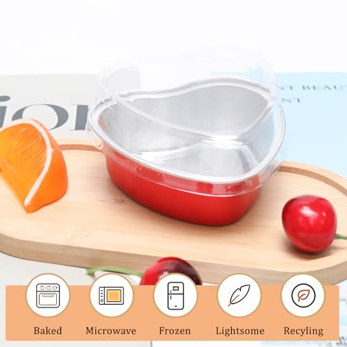 50 Pack Heart Shaped Cake Pans, 3.4oz Red - color: Red, size: Heart