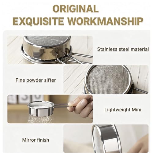 Two-piece mini baking sieve set, 40-mesh tea strainer mini tea filter