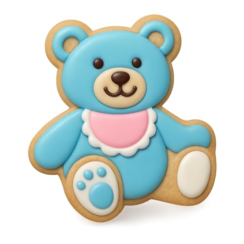 Adorable Teddy Bear Cookie Cutter & Stamp Set - 4" Tall (Random Color)