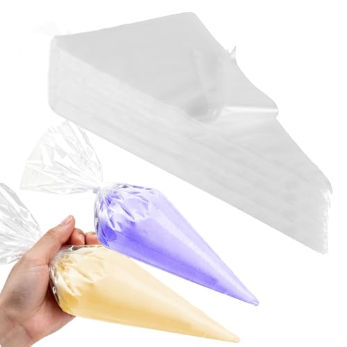 JAPCHET 400 PCS 21 Inch Large Piping Bags, Disposable Clear Plastic Pastry Bags, Thickened Cake Decorating Bag for Dessert, Pastry, Cupcake, Cookies