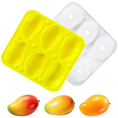 Mango Mold Silicone for Baking Pastry, 6-Cavity Mango Shape Silicone Mold for Baking Pudding, 3D Mango Fruit Molds Silicone for Pastry, Pudding, Chocolate, Candy, Ice Cream - color: 6-Cavity Mango Shape Mold
