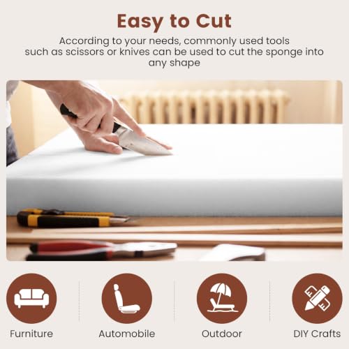 Upholstery Foam 2" x 24" x 72", 1PC High Density ﻿Foam Couch Padding - size: 2" x 24" x 72"