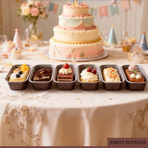 50 Pcs Mini Loaf Pan Liners, Kraft Paper Baking Pans, Coffee Brown - color: Small-rectangular-50-A