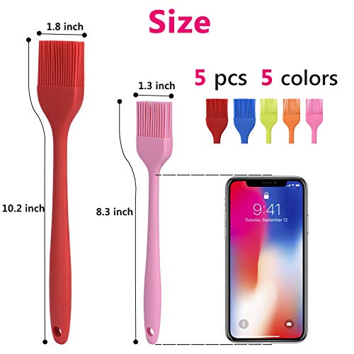Hhyn Silicone Basting Pastry Brush Set 5 Pack, Multicolor - color: 5 Pcs Multicolor