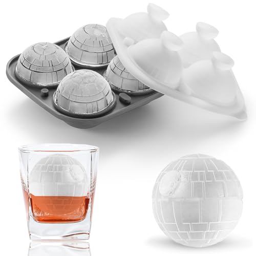 Nax Caki 3D Death Star Ice Cube Molds, Large Silicone Fun Shapes Bourbon Gifts for Men Fandom, Whiskey Ice Cube Mold for Cocktails,Brandy, Whiskey Gifts for Men Nerds & Geeks - style: Death Star Ice Mold