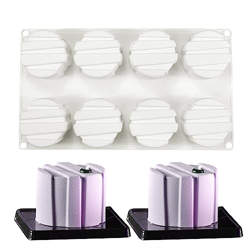 3D Small Cylinder Square Shape 8 Holes Non-stick Silicone Mold for DIY Pastry Jelly Cupcakes Mousse Ice Cream Chocolate Utensil (Cylinder Square I_11.88 X6.8 X1.76 inch) - size: Cylinder Square I_11.88 x 6.8 x 1.76 inch