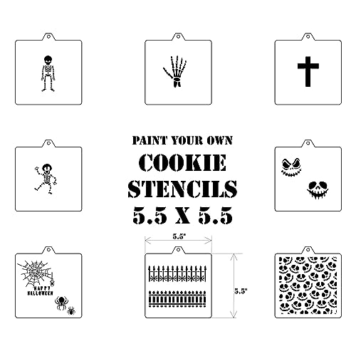 Cookie Cutter and Stencil Bundle Royal Icing Cookies Stencils Paint Your Own Biscuit Bakery Starter Kits Royal Icing Fondant Cutters Birthday Wedding Holiday Cookies Painting Coloring Pages Comb - style: Coffin Skull Set